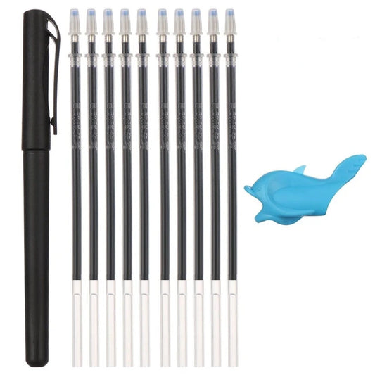 Magic Pen & Refills for Reusable Handwriting. 1 Magic pen + 10 Refills + 1 pen gripper  || Free Shipping